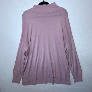 LOFT Womens Size XL Pink Oversized Mock Neck Sweater Dolman Sleeve Knit Soft